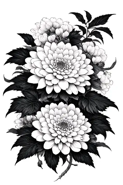 Chinese Chrysanthemum Painting In Mascara