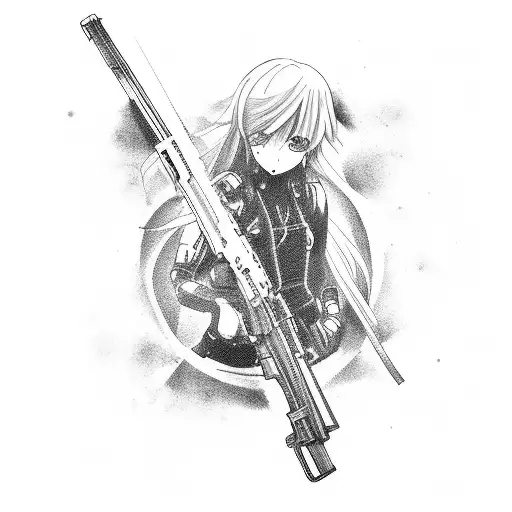 Anime Character Wielding A Futuristic Gun