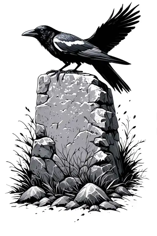 Crow Sat On Standing Stone