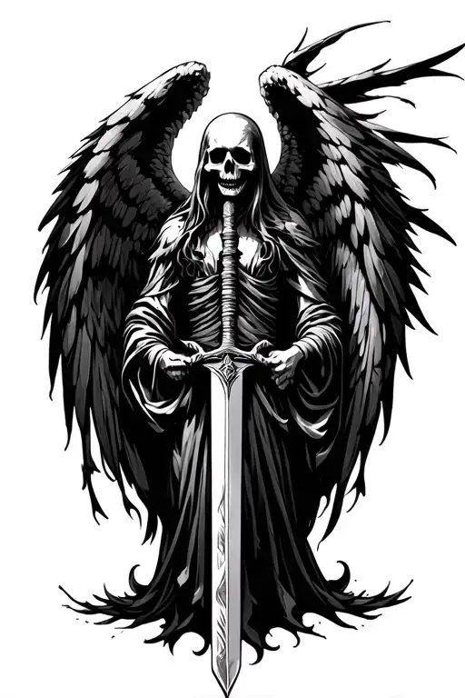 Dark Angel Of Death Holding A Sword