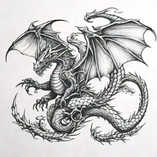 Dragon Flying With Warrior Wielding Axe