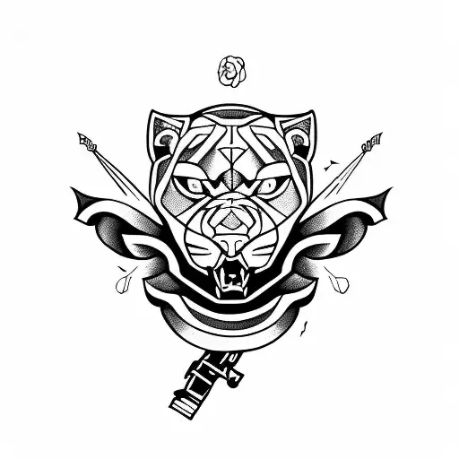 Panther With Rose And Gun Target