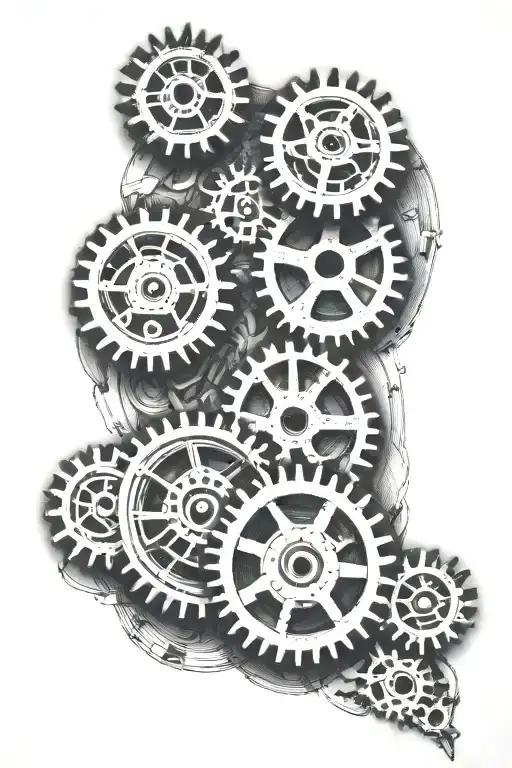 3 Interlocked Gears Forming The Shape With A Blackout Line Going Down