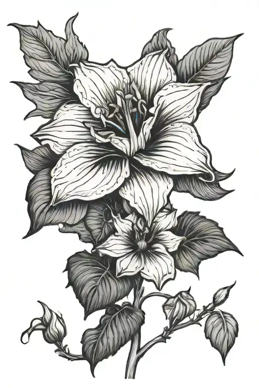 Tropical Morning Glory And Sunflower Blooming