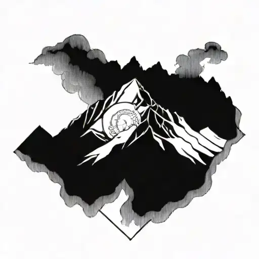 A Majestic Mountain Range With A Baseball Diamond Nestled In The Valley Below