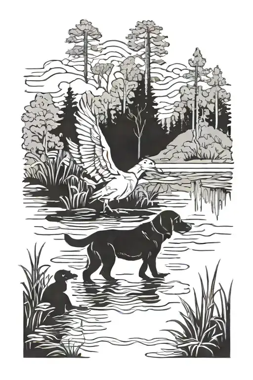 Duck Hunting Pond With Dog