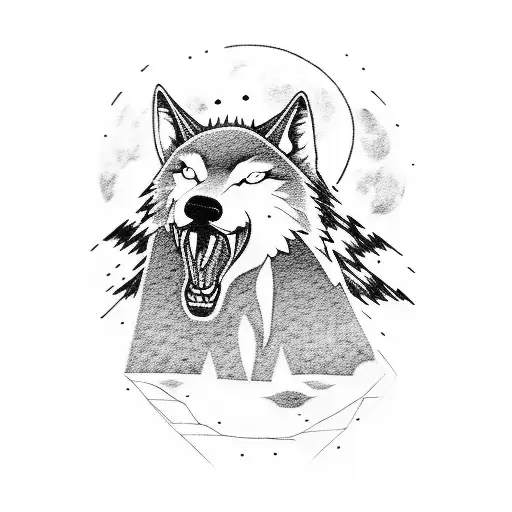 A Wolf Howling At The Moon In The Wilderness