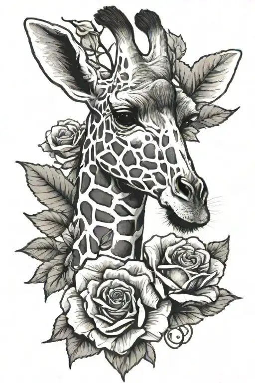 Giraffe With Rose