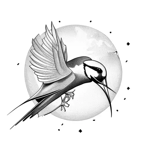 Swallow Bird Flying Around The Earth