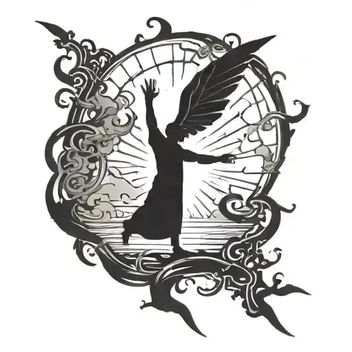 A Silhouette Of A Figure Reaching Towards A Shining Light Symbolizing Hope And Faith