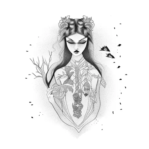 Girl Intertwined With Nature