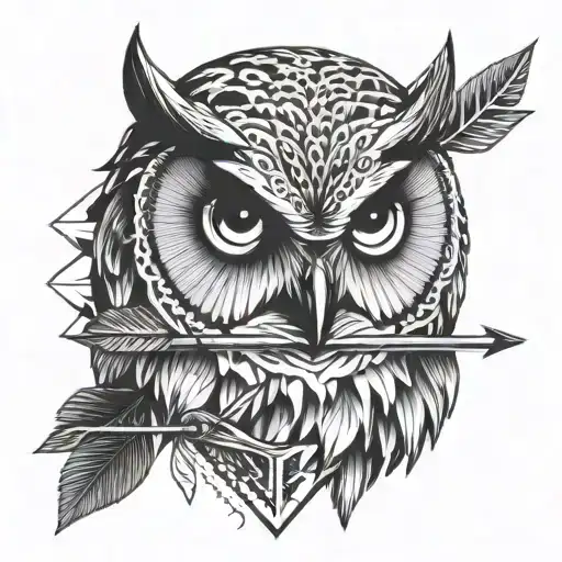 Owl Face With Arrow Behind