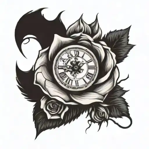Rose And A Broken Clock