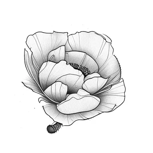 Start Straight Line To Poppy Flower Single Line