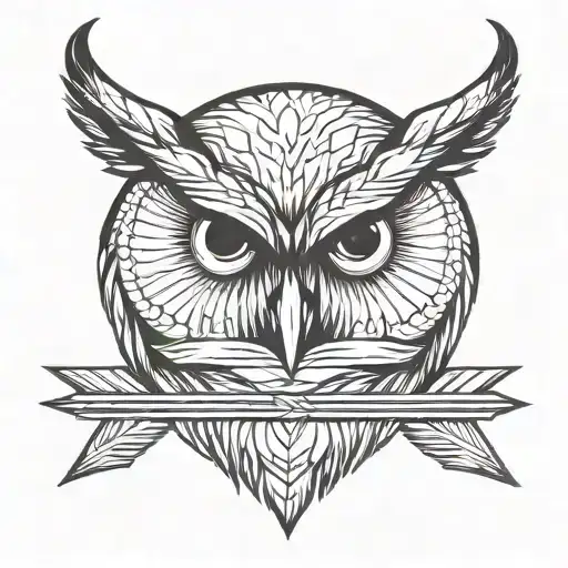 Owl Face With Arrow Behind