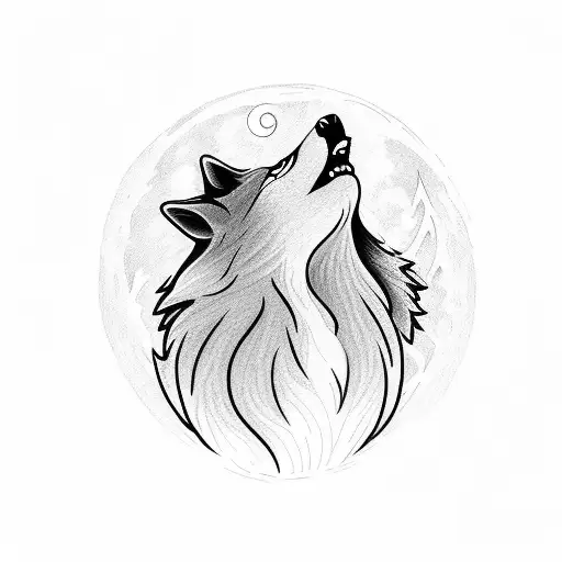 A Wolf Howling At The Moon In The Wilderness