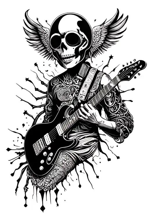 An Ovni Abducting An Electric Guitar Surrounded