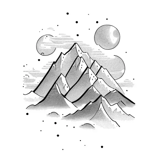 A Man Hovering In The Sky Above A Mountain With Peaks At Sunset