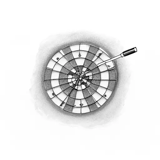 A Darts-themed Tattoo With The Word 'Love' Incorporated In A Creative Way