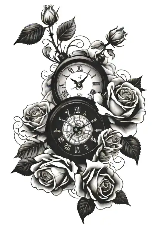 Time Clock And Roses
