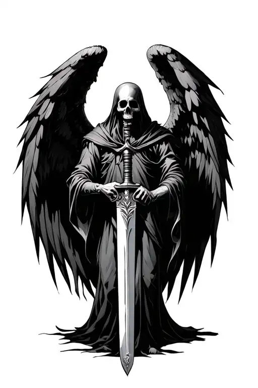 Dark Angel Of Death Holding A Sword