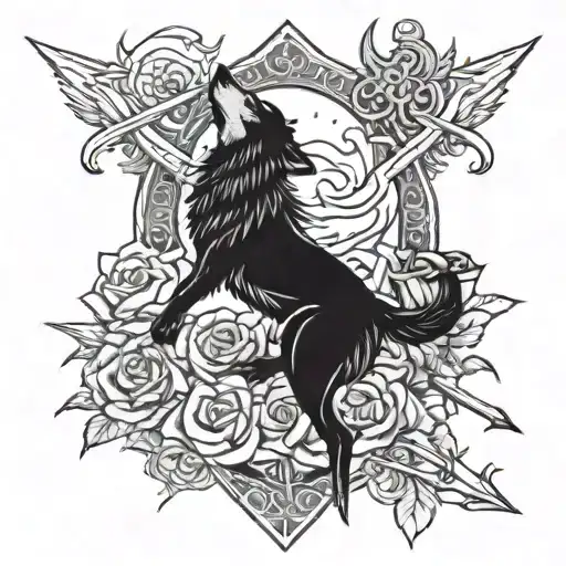 Sun And Sword And Shield And Ocean And Rose And Wolf
