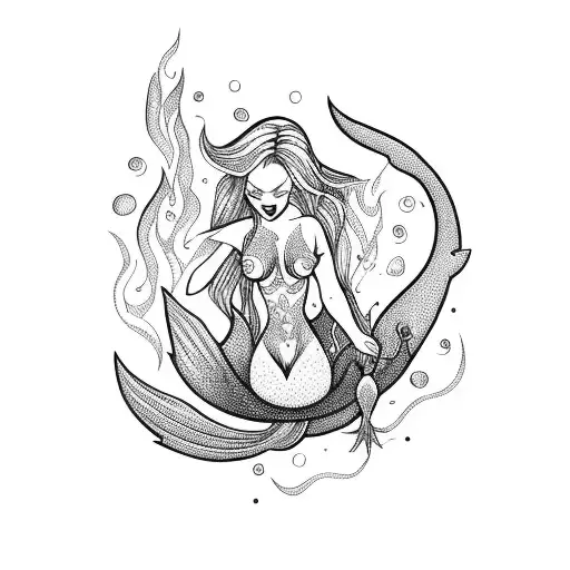 Mermaid Surrounded By Fire