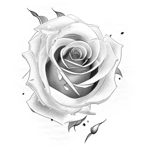 Rose With Falling Petals With Blood