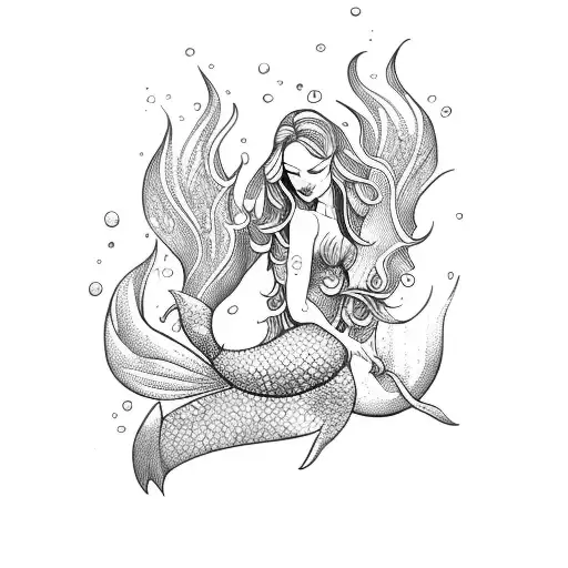 Mermaid Surrounded By Fire