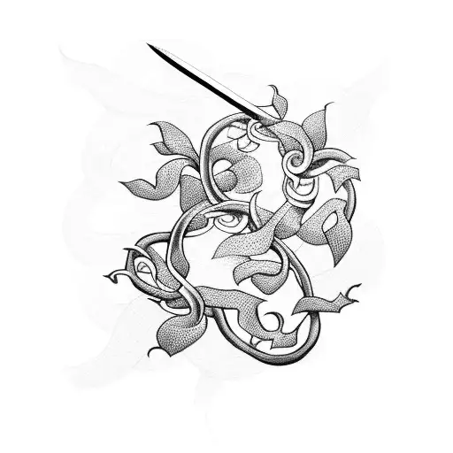 A Straight Sword Intertwined With Vines