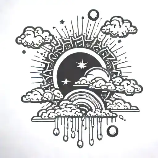 Sun Cloud With Rain Rainbow