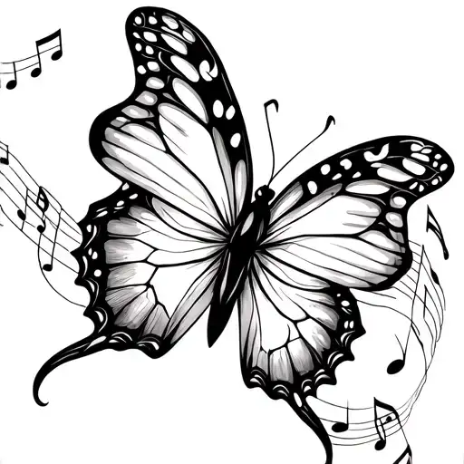 A Beautiful Butterfly With Musical Notes As Wings