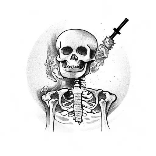 Skeleton Smoking A Bong