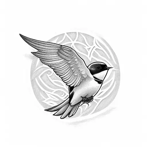 Swallow Bird Flying To The Sun