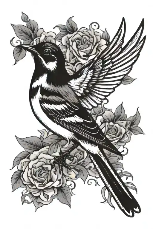 Wagtail Flying No Background Black