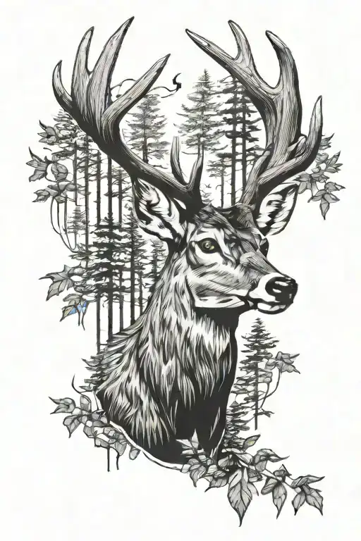 Whitetail Deer Made Up Of Forest