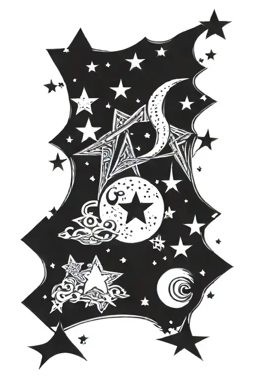 Rectangle Frame Stars Moon