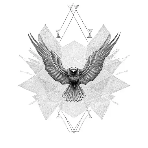 Crow As Geometric With Open Wings