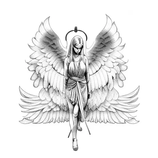 An Angel With Wings Made Of Barbells