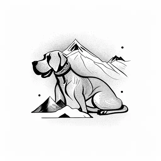 Dogs With Moutain Range Background