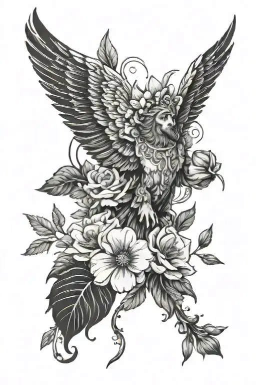 Icarus Fall With Flowers