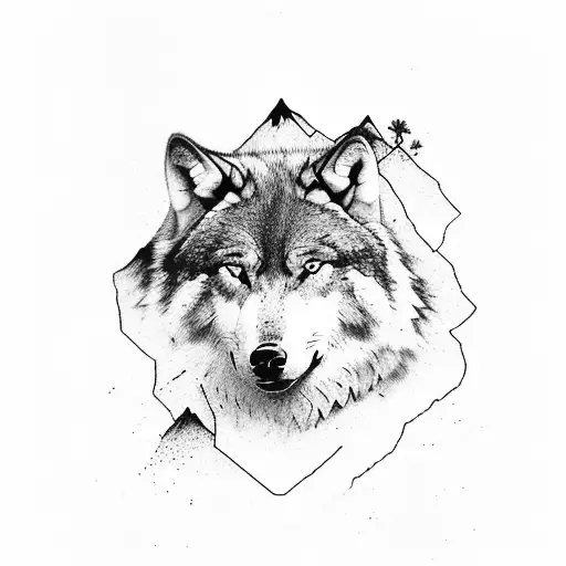 A Majestic Mountain Range With A Pack Of Wolves Running Through It