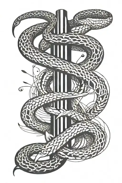 Snake And Dna Helix Intertwined