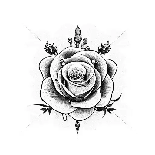 A Sword Intertwined With A Bouquet Of Flowers