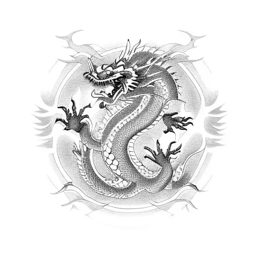 Chinese Dragon And Fire With A Modern Twist