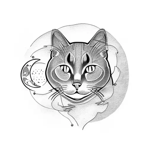 Moon And A Black Cat