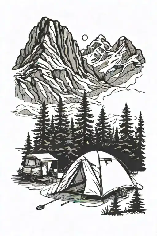 Mountain Camping Scene