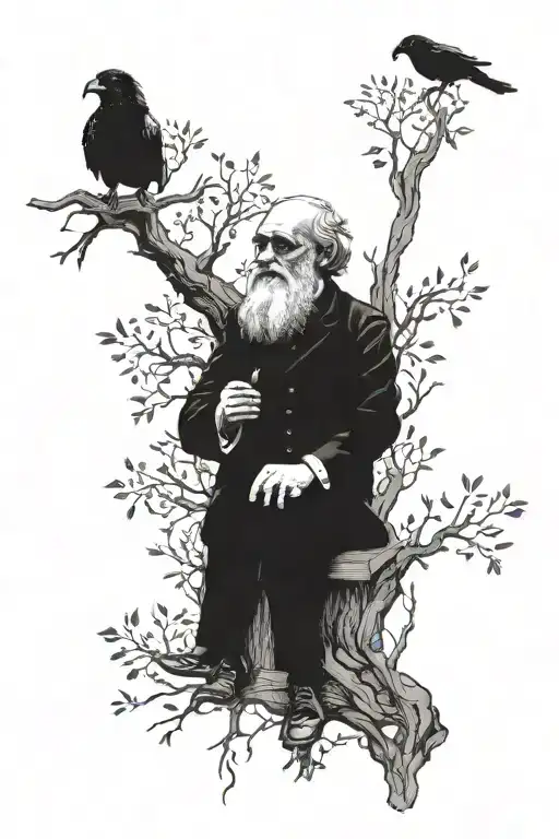 Charles Darwin With A Tree In The Background Of Him