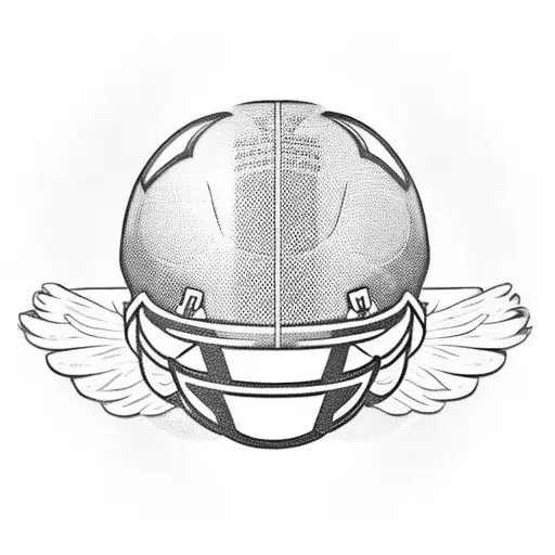 A Football Helmet With Wings And A Globe In The Background