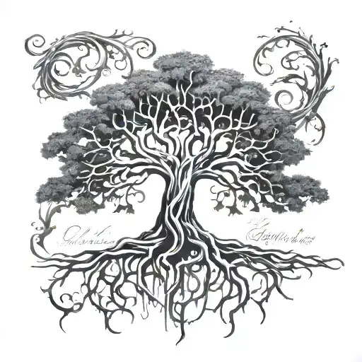 Tree Of Gondor With Its Roots Spreading Tattoo